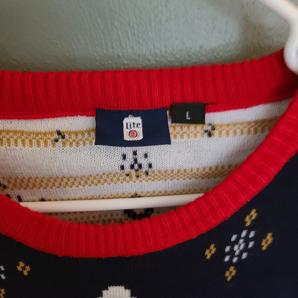NWOT Miller Lite Holiday Ugly Sweater, Size Large - Picture 2 of 4